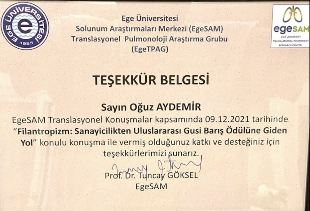 EGE Üniversitesi Solunum Araştırmaları Merkezi 09. 12. 2021
