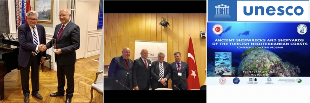 UNESCO Daimi Büyükelçimiz Ahmet Altay Cengizer, Prof.Hakan Öniz, Tahsin Ceylan. Paris Mayıs 9, 2019